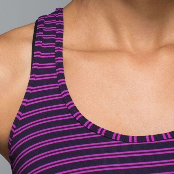 LULULEMON Cool Racerback Double Trouble Stripe Ultra Violet Black Grape Size 4 - Picture 3 of 8
